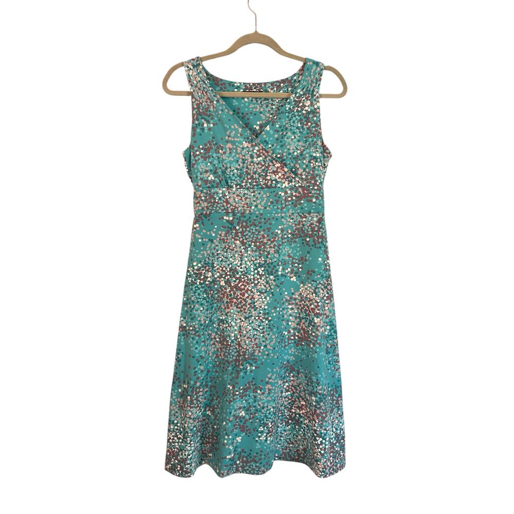 Eddie Bauer V-neck Sleveless Midi Dress Aqua Blue Sz S